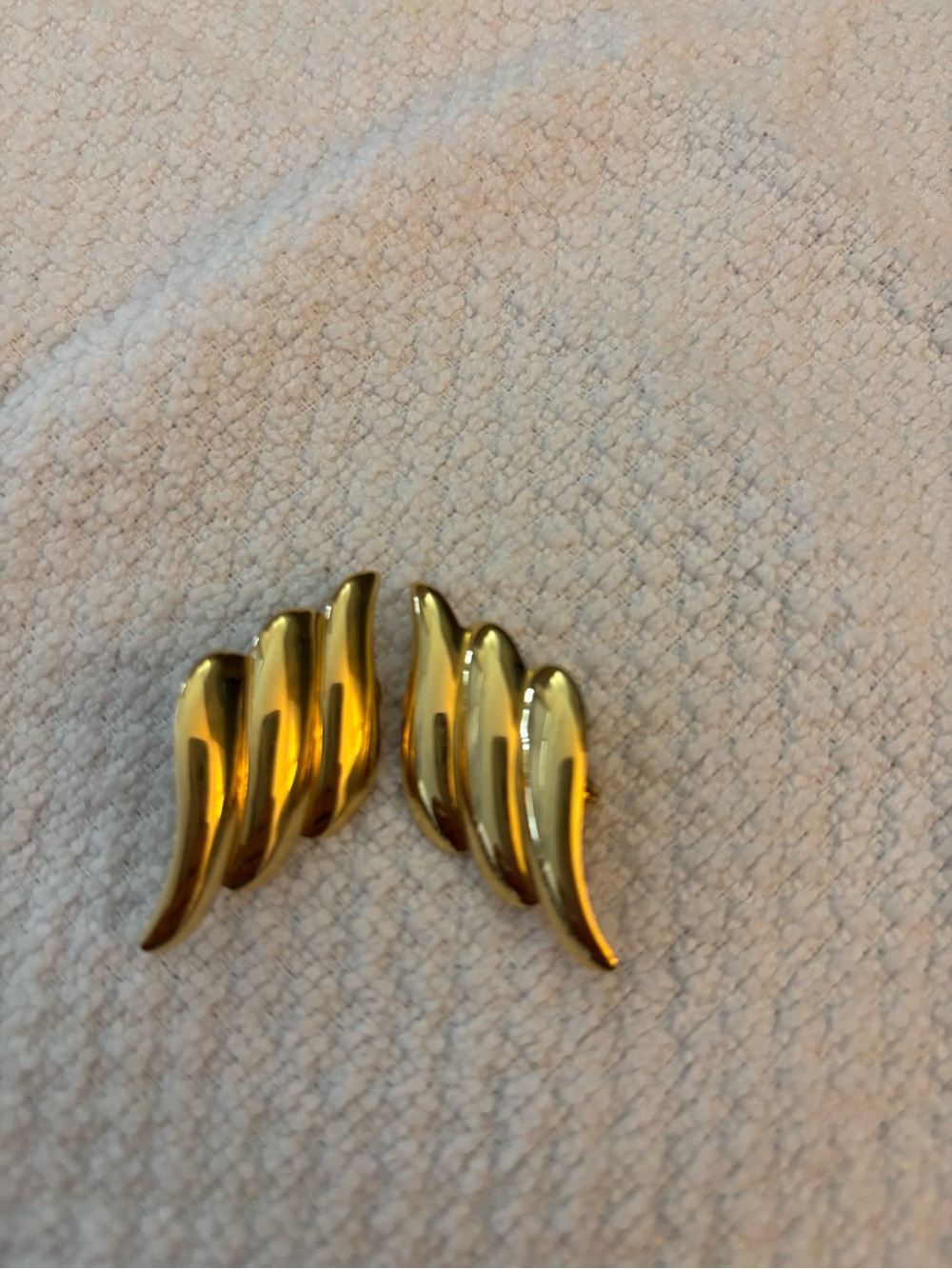 Gold Tone Wing-Shaped Clip-On Earrings